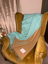 Tiffany Colour Block Blanket in Tiffany Blue and Camel