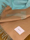 Tiffany Colour Block Blanket in Tiffany Blue and Camel