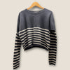 360 Cashmere grey striped crop knit Small