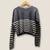 360 Cashmere grey striped crop knit Small