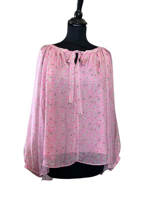 Jessica Russell Flint Pink 100% silk blouse size Small