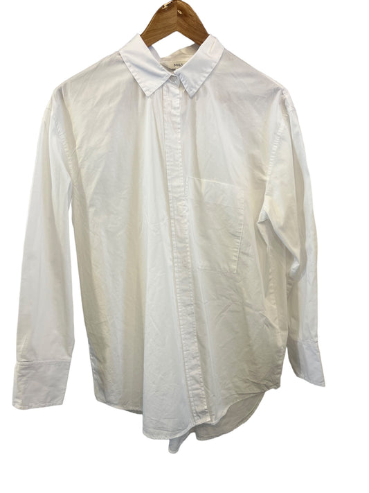 M&S white boxy oversized cotton shirt 12