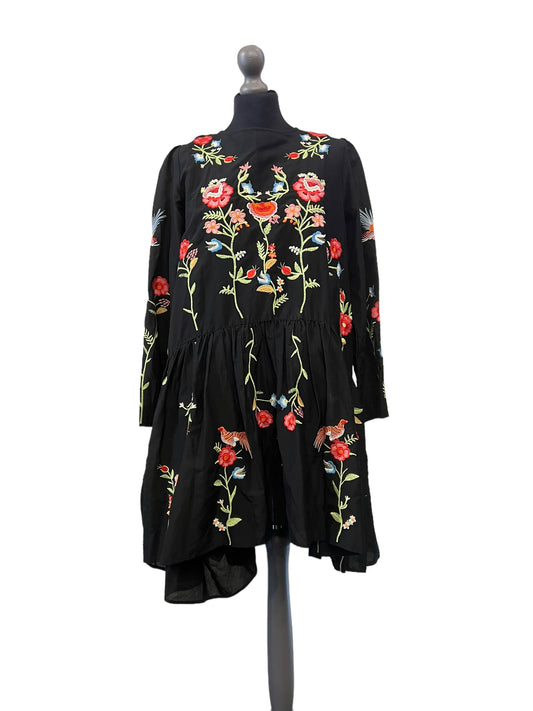Zara black floral /multi dress M