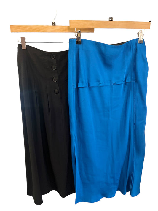Jigsaw Blue Satin Skirt 12 1007